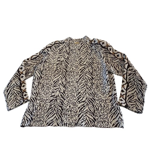 St. John Sport Vintage Wool Animal Print Sweater Jacket Full Zip Rare Pattern - Picture 2 of 10