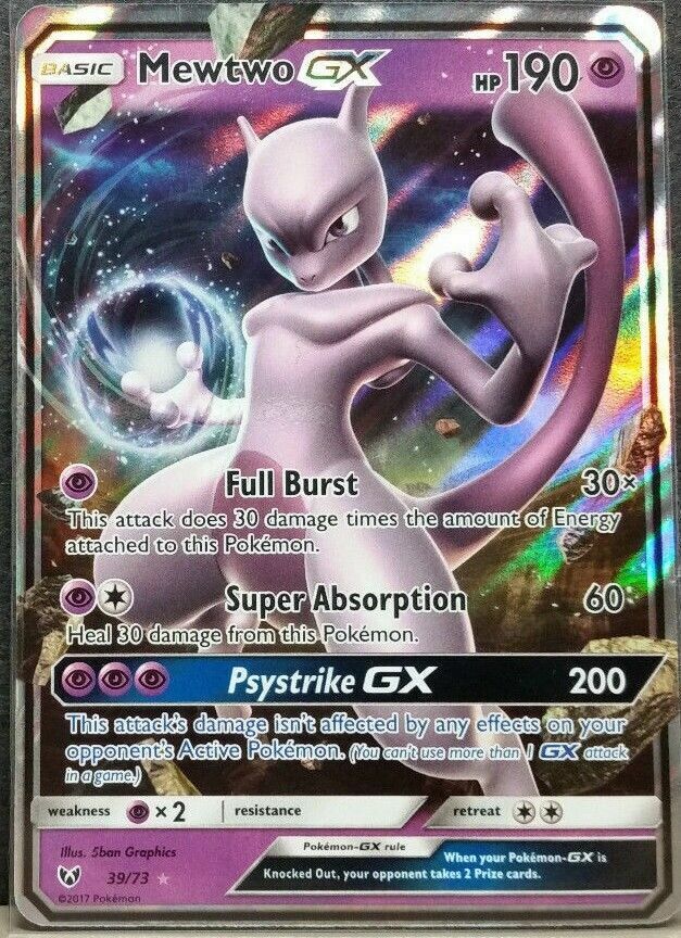 Mewtwo GX - 39/73 - Ultra Rare  Carte pokemon, Carte pokemon a