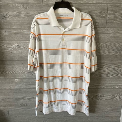 NIKE POLO GOLF ARANCIONE RIGHE BIANCHE -DRI-FIT UOMO X-LARGE XL