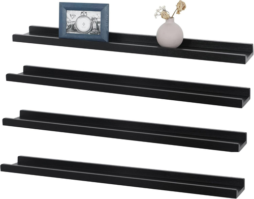 Bilderregal mit Leiste, 36" lange Schweberegale für Wand 4er Set, Fotorahmen