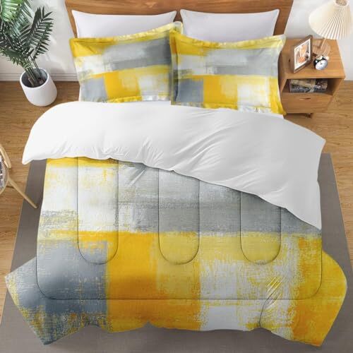 Grey Yellow Painting Gray Yellow Comforter Set Size, Office Queen Multi 10 - Bild 2 von 6