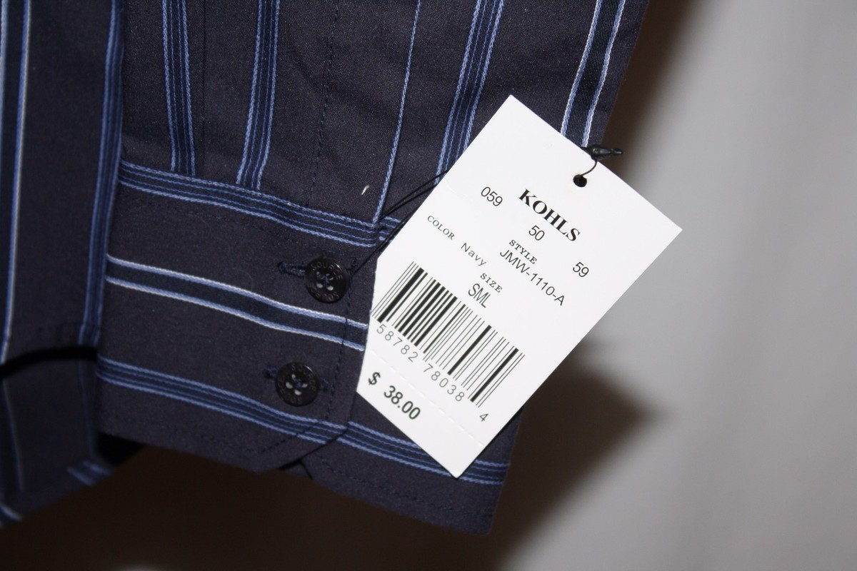 NWT Source DNM Men's Long Sleeve Striped Button Front Shirt Size S
