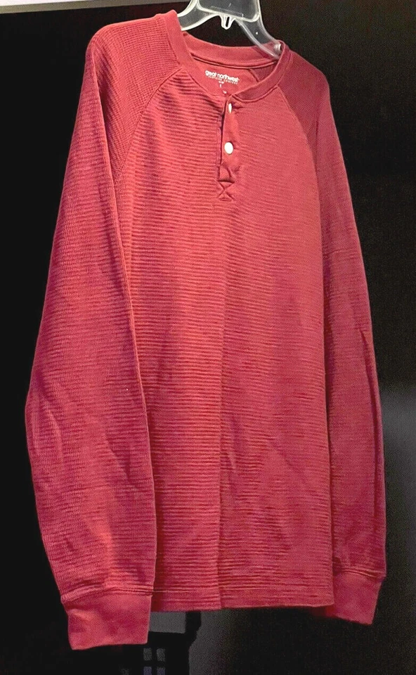 Camisa de hombre Great Northwest Henley manga larga granate roja talla grande Foto 2 de 4