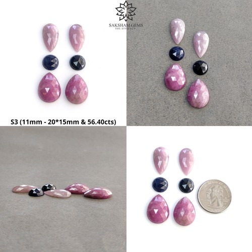 Piedra preciosa de zafiro azul rosa natural sin tratar pera redonda forma de ... - Imagen 4 de 4