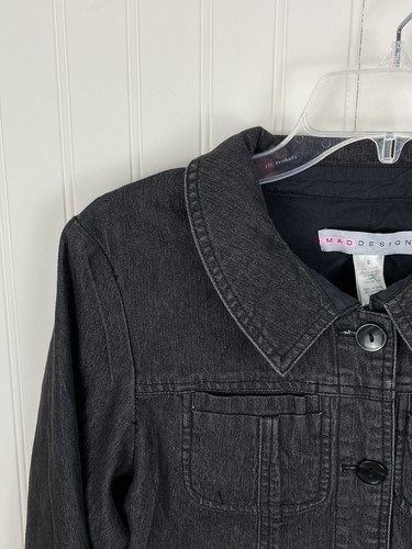 Mad Design Denim Jacket Black Cotton/Poly/Spandex Women's Size Small - Picture 8 of 11