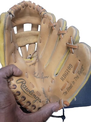 Vtg Rawlings RBG109 Nolan Ryan EDGE-U-CATED HEEL Baseball Deep Well Pocket