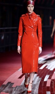 red patent coat