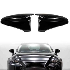 HORN GROSSY BLACK SIDE MIRROR COVER CAPS FOR LEXUS RC300 RC350 RC200t 2015-2018