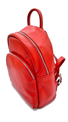 Damen Rucksack Echt Leder Reise Arbeitsrucksack Sport Rot 27x32x15