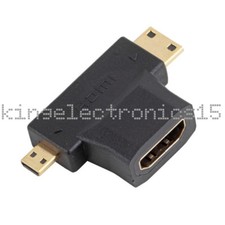 3 in 1 HDMI Female to Mini HDMI Male  Micro HDMI Male Adapter Connector NEW
