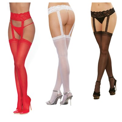SHEER GARTER BELT PANTYHOSE Multiple Colors Regular Size | eBay