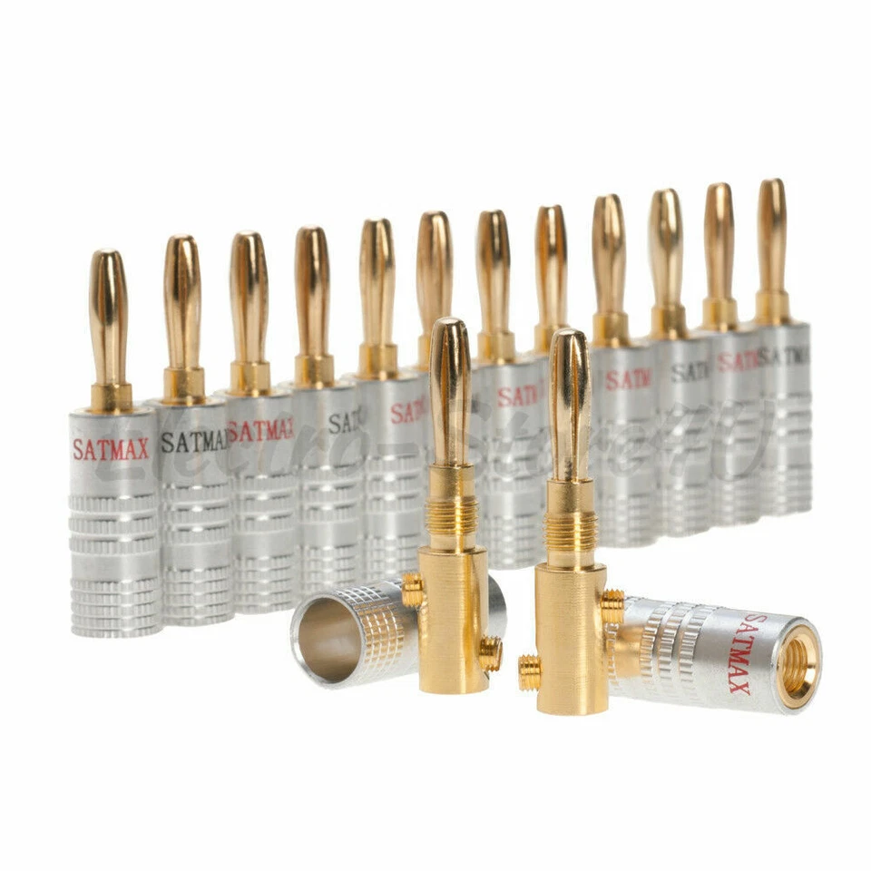 24K Gold Plated Audio Screw Banana Plug Speaker Wire Jack Connector Pack Lot - Image 3 of 4