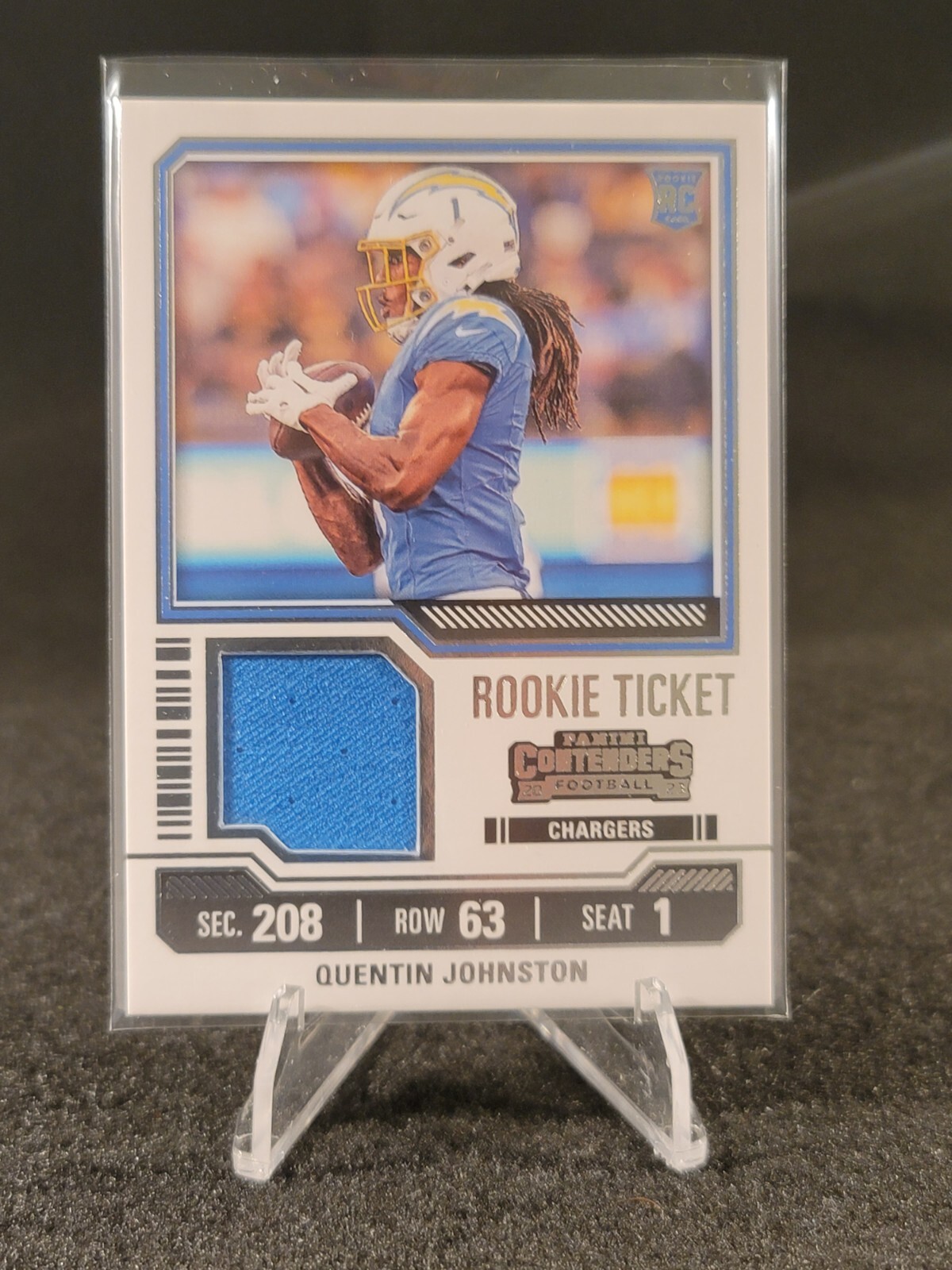 2023 Panini Contenders - Rookie Ticket Swatches #TS27 Quentin Johnston (MEM, RC)