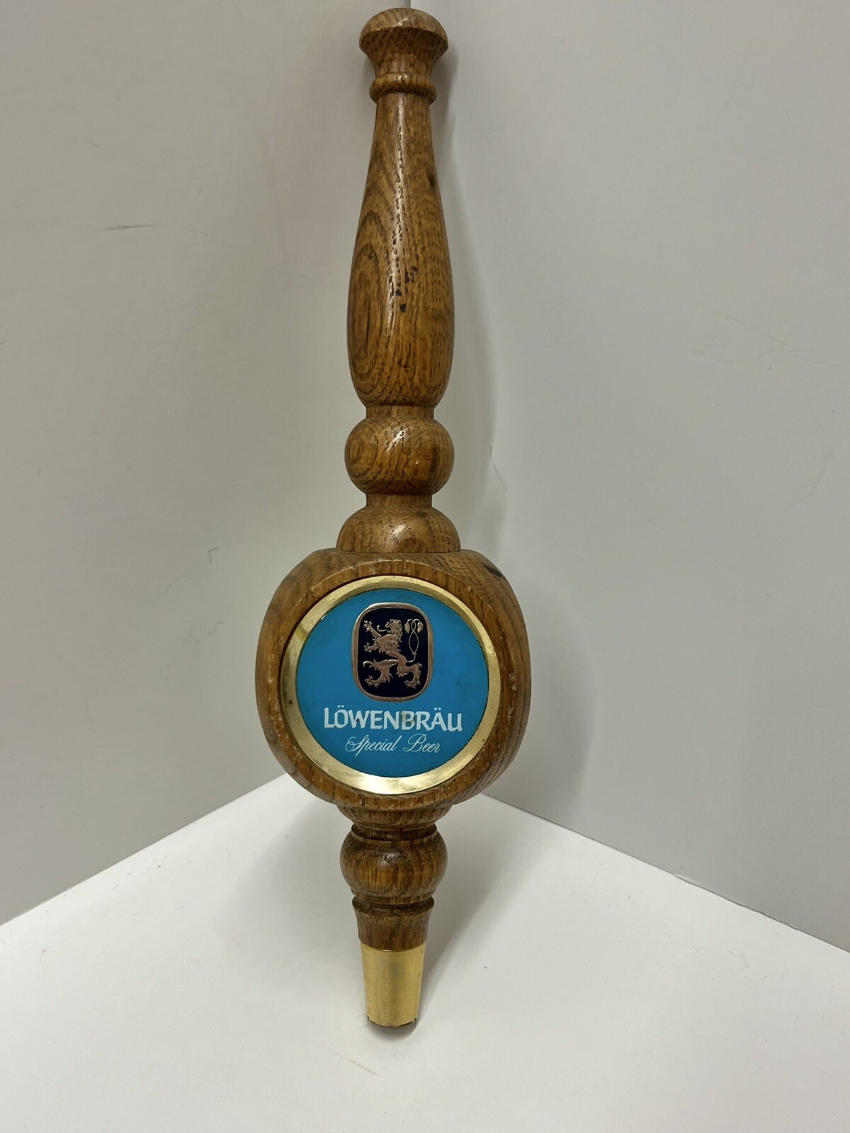Lowenbrau Special 3 Sided Wood Beer Tap Handle Keg 12 Inches Bar Room