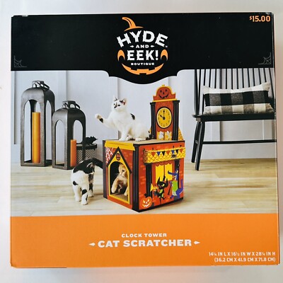 Hyde And Eek! Boutique Clock Tower Cat Scratcher Halloween Pet 14.25 x16.5x28.25