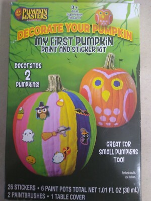 NEW Pumpkin Masters Decorate Your Pumpkin My First Pumpkin Paint & Sticker Kit 