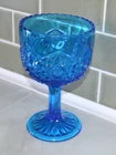 Vintage Viking Compote Depression Glass Cobalt Blue Scalloped 22oz LARGE 8" Tall