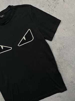 Fendi Mens Black Bag Bugs Monster Eyes T-Shirt S 100% Cotton Made