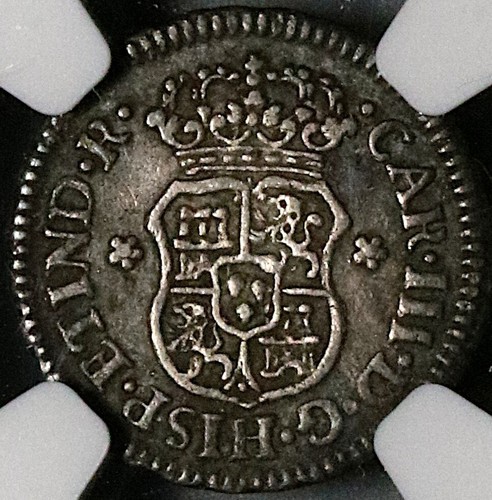 1760 NGC AU Mexico 1/2 Real Charles III Spain Colony Pirate Coin (23101001D) - Picture 3 of 6
