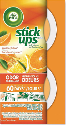 AIR WICK STICK-UPS AIR FRESHENER SPARKLING CITRUS 1 PK (2 CT) FREE SHIPPING 