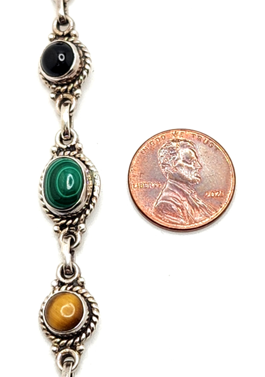 Sterling Silver Colorful Multi-Stone Cabochon Tog… - image 11