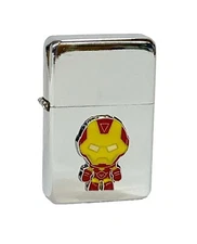 Iron Man Marvel Comics Epoxy Flip Top Chrome Oil Lighter Wind Resistant Flame