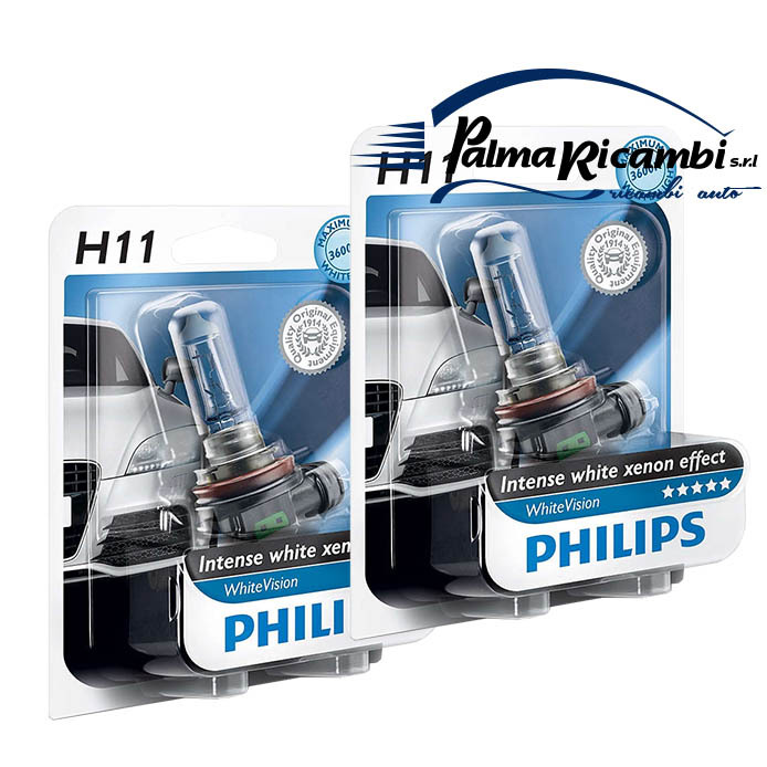 H11 PHILIPS WHITE VISION INTENSE WHITE XENON EFFECT BIANCO Duo Pack 2 PZ. NUOVO