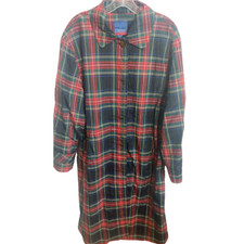 Carol Cohen Coat Womens Rain Trench Preppy Red Plaid Womens 10 Button 60s 70s