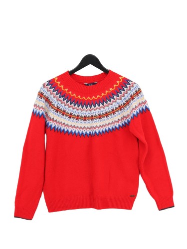 Joules Women's Jumper UK 10 Red Acrylic with Polyamide, Wool Crew Neck Pullover