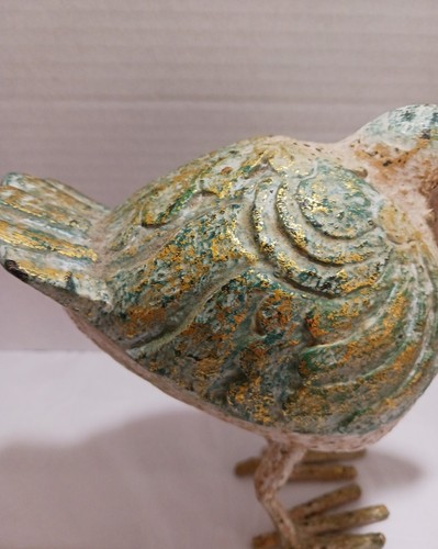 Large Beaked Bird Teal/Tan/Gold Decorative Resin / Metal EUC - Picture 4 of 10