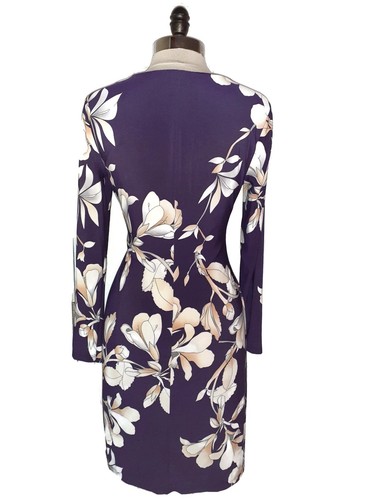 NUEVO AMERICAN LIVING Vestido Vaina Talla 10 Púrpura Beige Floral Manga Larga Elástico - Imagen 4 de 5