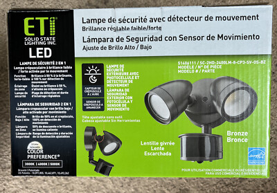 ETi 240 Degree LED Motion Sensor Light Outdoor Bronze Twin Head Flood Security 