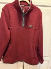 LL Bean Katahdin Pullover Mens Sweater Medium Snap Long Sleeve Fleece Pockets