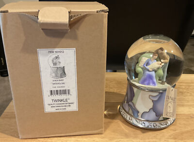 Sankyo Musical Waterglobe  A New Baby  Plays Edelweiss & Twinkles Works NIB
