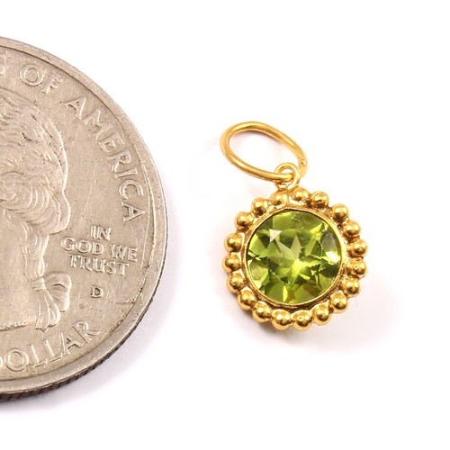Peridot Gold Charm -18k Solid Gold Handmade charm Pendant for Necklace R0052 - Picture 2 of 2