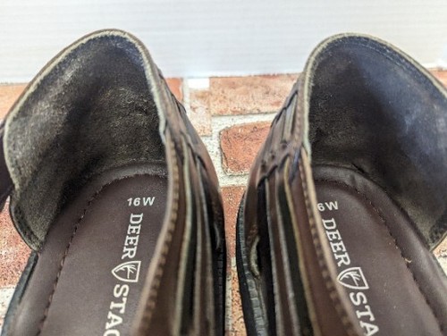 Sandalias de pescador Huarache de bambú para hombre talla 16 W ciervos de ciervo 2 cuero tejido marrón - Imagen 9 de 13