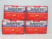 4 Sudafed Pe Sinus Pressure + Pain + Cold 24 Caplets Ea Exp 7/17 Ll 4246 4 Sudafed Pe Sinus Pressure + Pain + Cold 24 Caplets Ea Exp 7/17 Ll 4246