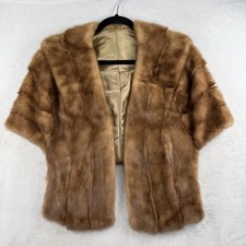 Vintage 1950s Real Fur Stole Cape Brown Mink Fur Shawl Wrap Old Hollywood Glam