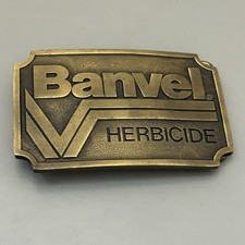 VINTAGE BANVEL HERBICIDE BELT BUCKLE FARMING ADVERTISING BUCKLE SIGNED VELSICOL