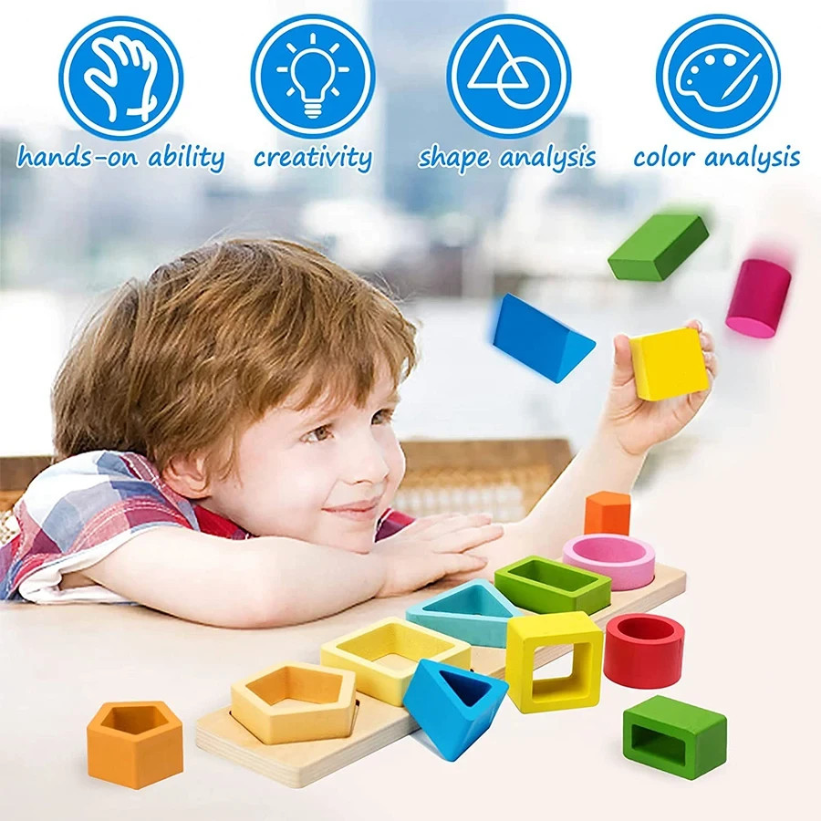 Montessori Toys for 1+ Year Old Wooden Baby Stacking Shape C