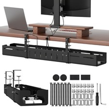 Under Desk Cable Management Tray, Expandable 25.2"  38.6" Heavy Duty Carbon St...