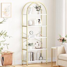Arched 4/5-Tier Bookshelf Industrial Design Metal Frame Open Display Bookcase