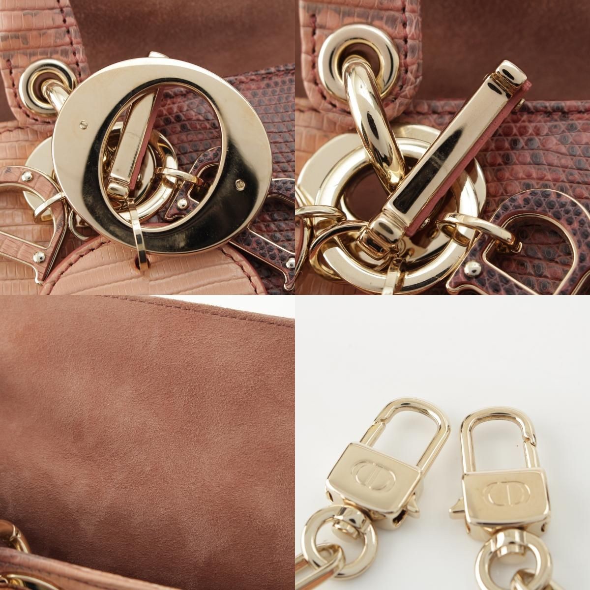 Christian Dior Lady Dee-Joy D-JOY Medium Lizard with Logo Charm East-West 3WAY image 9