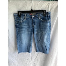 Old Navy Ultra Low Waist Denim Shorts Blue Medium Wash Cut Off Raw Hem Size 4