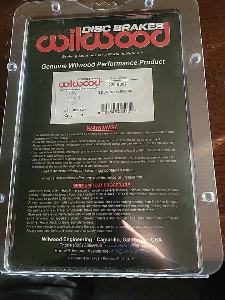 Wilwood 220-8307 Flexline Braided Stainless Steel Kit Domestic 18in Universal - Image 2 of 2