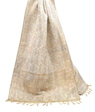 Sushila Vintage Pure Banarasi Satin Silk Dupatta Off White Brocade Floral Long S