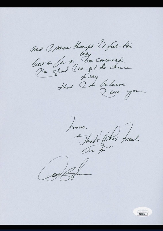 JSA COA Carole Bayer Sager Signed “That's What Friends Are For” Lyrics 8x10