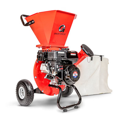 GreatCircleUSA 7HP Gas Wood Chipper 3in Branch Capacity 2 Bushel Bag