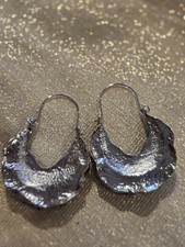 Handcrafted Asymmetrical Silver Dangle Earrin...