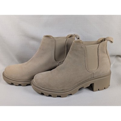 Steve Madden HADLEE Chelsea Boots Tan Suede Lug Sole Block Heel Women's 11M